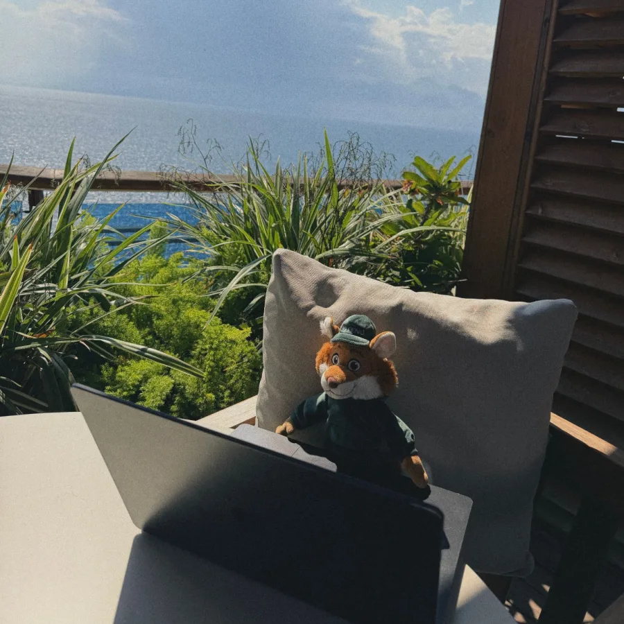 Rev on a balcony by the sea